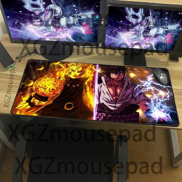 

mouse pads & wrist rests xgz large anime pad black lock edge naruto computer keyboard desk mats sasuke printing rubber non-slip 900x400/600x