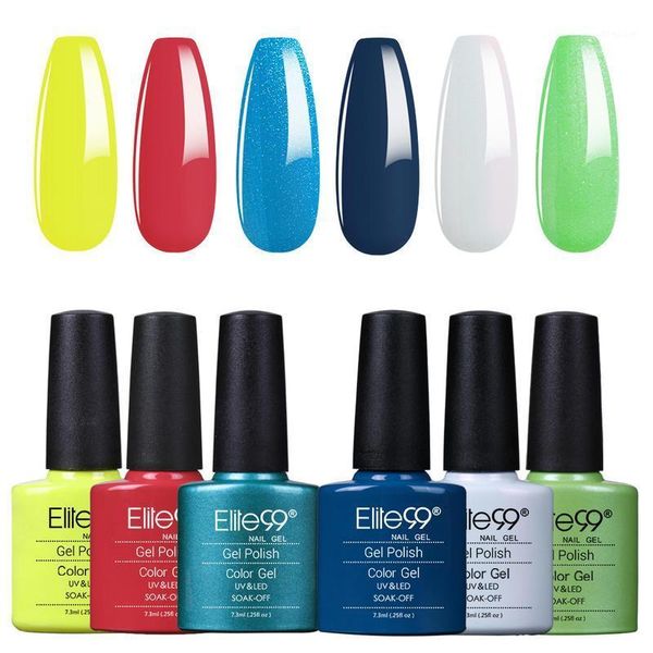 

elite99 7.3ml classic color bottle gel nail polish set 6pcs soak off uv led semi permanent varnish art manicure kit1