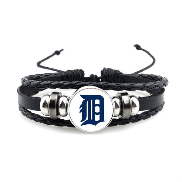 

charm bracelets 10pcs/lot baseball sports detroit charms tigers bracelet leather bangle paracord survival, Golden;silver
