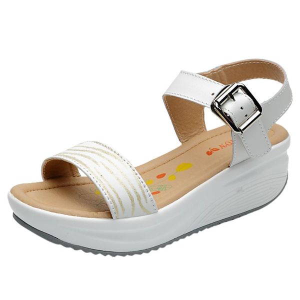 

sagace women sandals summer ladies fashion thick fish mouth increased wedge casual comfortable females beach shoes, Black