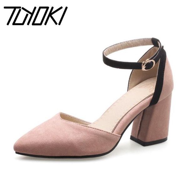

dress shoes tuyoki size 32-46 women basic sandals office party fashion summer suede leather buckle footwear, Black