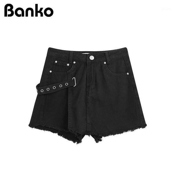 

design short denim pants women 2021 spring autumn fashion high waist hip hop motorcycle streetwear harajuku punk jeans women's, Blue