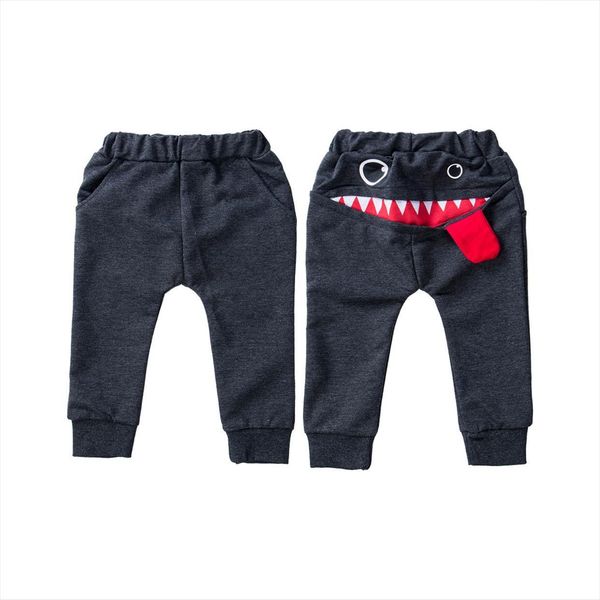 

toddler kid baby boys cartoon big mouth monster print pants bottom elastic leggings casual trousers children clothes 0 4years, Blue