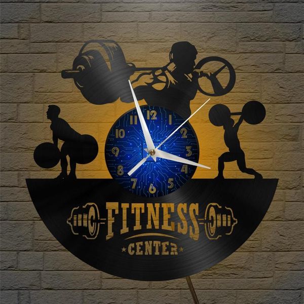 

wall clocks fitness center modern design home decor creativity 12 inch record clock room decoration led
