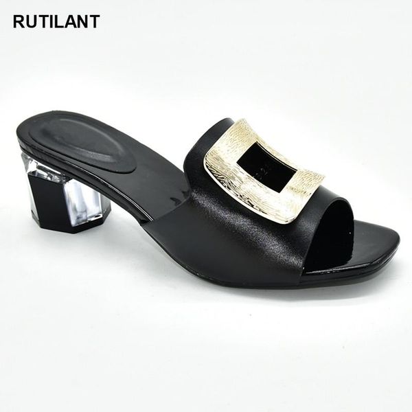 

dress shoes latest design nigerian party pump italian high heels autumn slipper for wedding ladies summer slippers good quality, Black