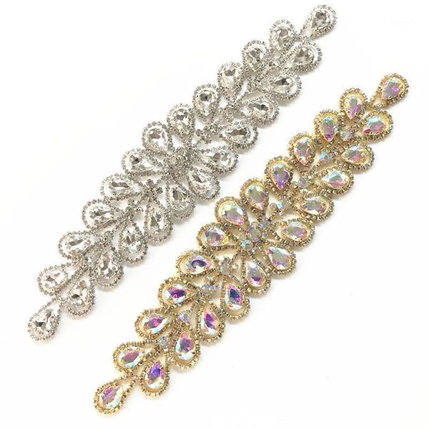 

21x5.3cm ab stunning fancy rhinestone tassel shiny gorgeous glass applique sewing wedding bridal headband decoration1