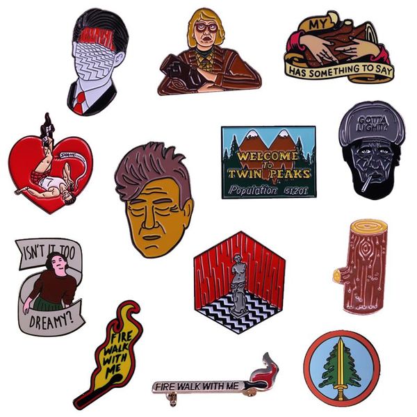 

pins, brooches twin peaks characters badge agent cooper log lady david lynch pin diane fire walk with me brooch, Gray