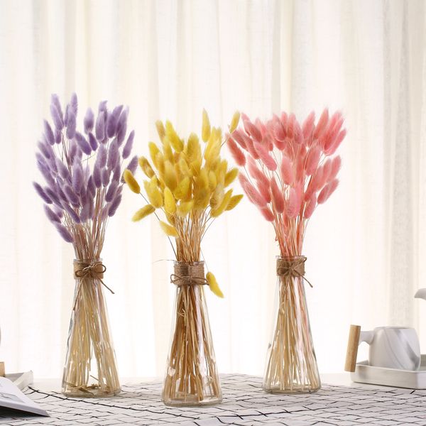 

20pcs/lot wedding home easter decorations rabbit tail grass real flower decor bunch colorful real flower dried bouquet for