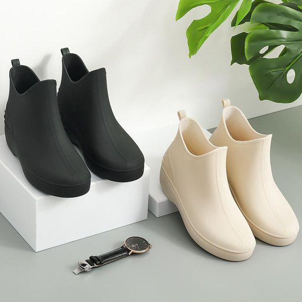 

boots fashionable rain female leisure heighten non-slip wear-resistant short tube water frosted working shoes, Black