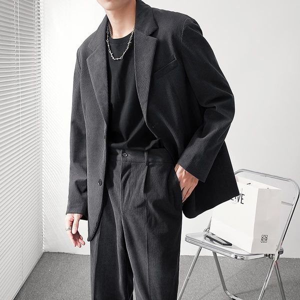 

men's suits & blazers corduroy men trendy fashion vintage loose casual suit jacket male business dress blazer coat, White;black