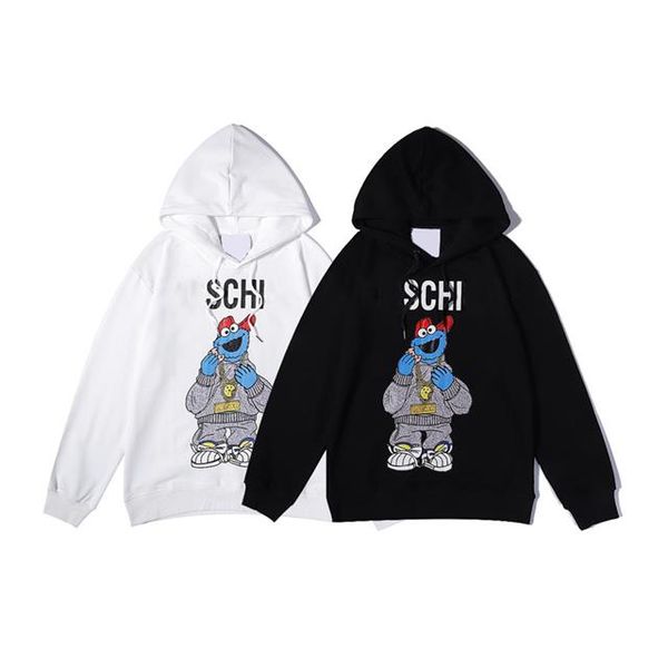 

men's style cartoon printed hoodie jacket and women's casual sweatshirt multi-color size m-2xl#yy10, Black