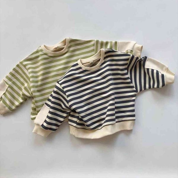 

spring t shirt children striped sweatshirts toddlers kids clothes baby boys girls loose o neck long sleeve pullovers, Black