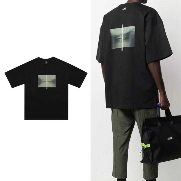 

men's t-shirts oamc xiaozhongchao landscape painting abstract printing t-shirt men and women couple ins letters short sleeves, White;black