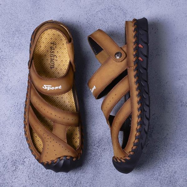 

sandals youth trend men's shoes drivings sandales homme d ete zapatos hombre fashion wearproof men casual breathable, Black