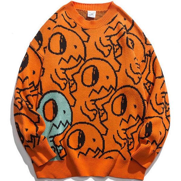 

men's sweaters cartoon harajuku sweater men japanese vintage clothes couples hip hop streetwear knit pullover 2021 winter oversized, White;black