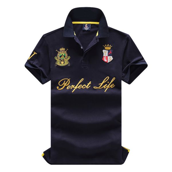 

cotton embroidered short sved polo shirt, perfect liftyle, navy blue, White;black