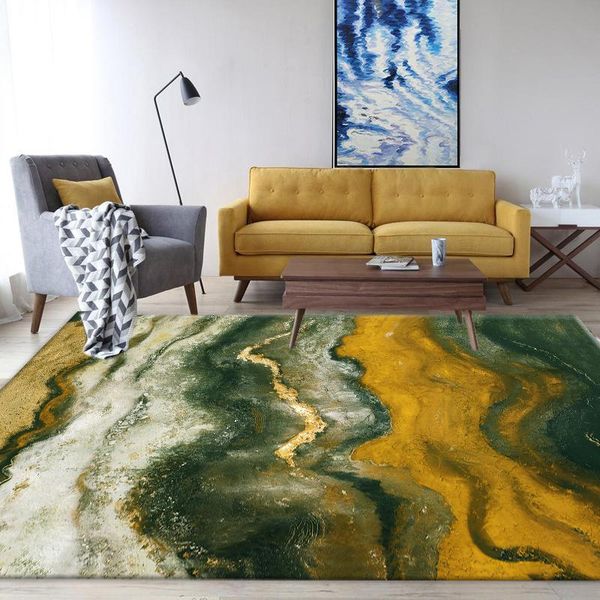 

carpets nordic yellow black marble pattern carpet for living room luxury rugs home mat anti-slip kitchen bedroom floor