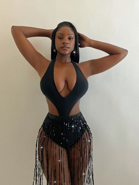 

2pack solid cut-out halter one piece swimsuit with beach skirt m7mt#, White;black