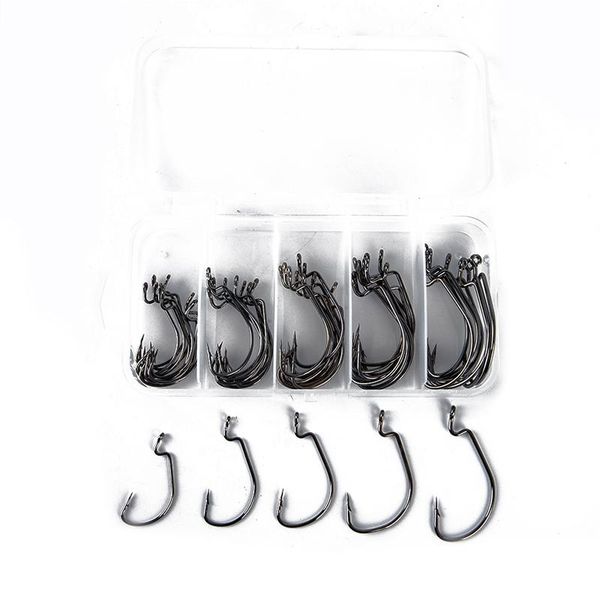 

fishing hooks 50pcs sea box offset hook carp snap big tackles accessories