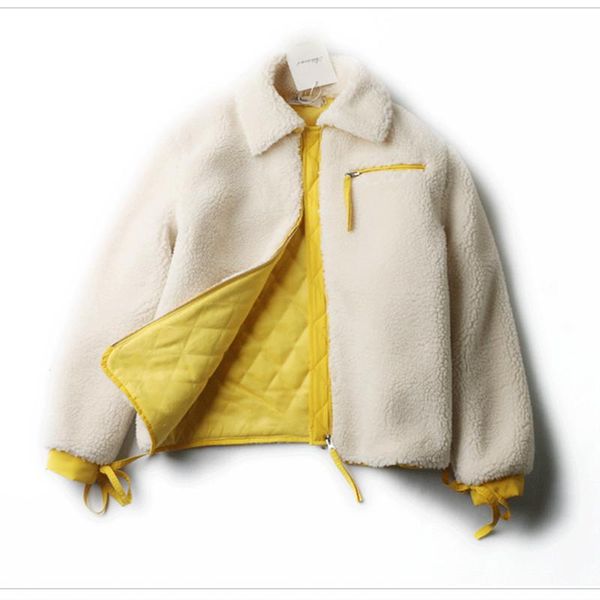 

women's wool & blends wsyore autumn and winter clothing women sweet student lamb short coat female cashmere cotton jacket ns1303, Black