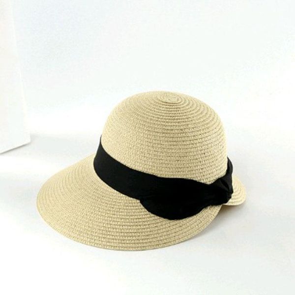 

wide brim hats summer bucket for women korean fisherman hat black bow sun protection casual ladies japan style straw cap foldable, Blue;gray