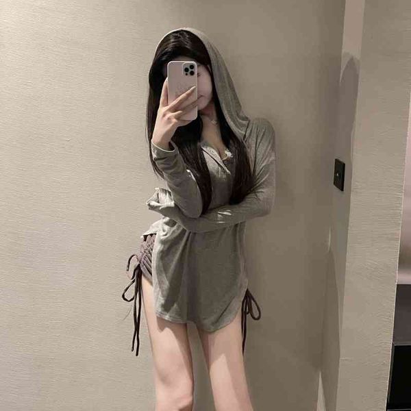 

sweater women's summer thin lazy style pullover loose design grey long sleeve t-shirt sunscreen hoodie, Black