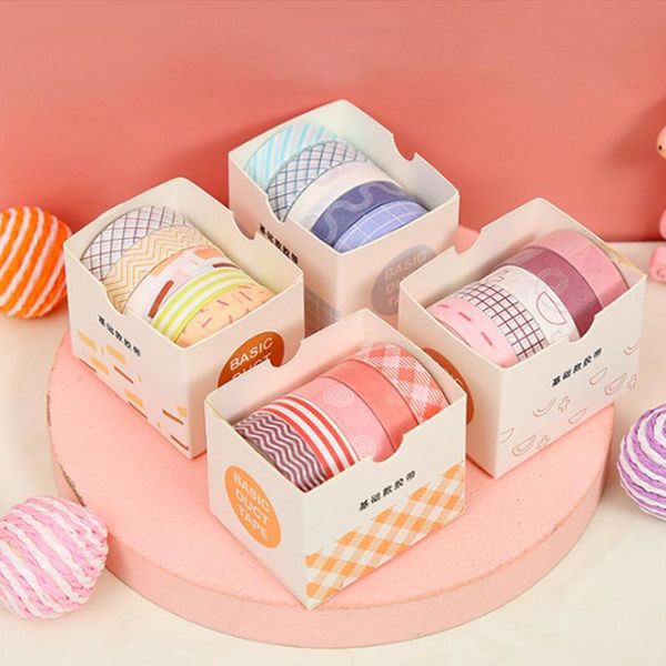 

gift wrap 5 rolls/box solid color washi tape set decorative masking cute scrapbooking adhesive school stationery supplies