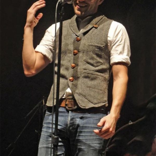 

men's vests tweed vest lapel suit wedding business man, Black;white