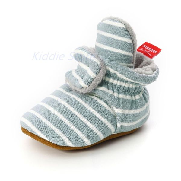 

first walkers infants blue white striped hook&loop nonslip shoes born boys girls warm cotton walker boots breathable soft booties fit 0-18m