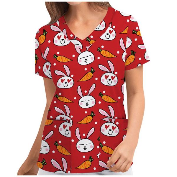 

women uniform plus size animal print casual short sleeve v-neck t shirt ladies female tee t-shirt ropa mujer 2021 women's, White