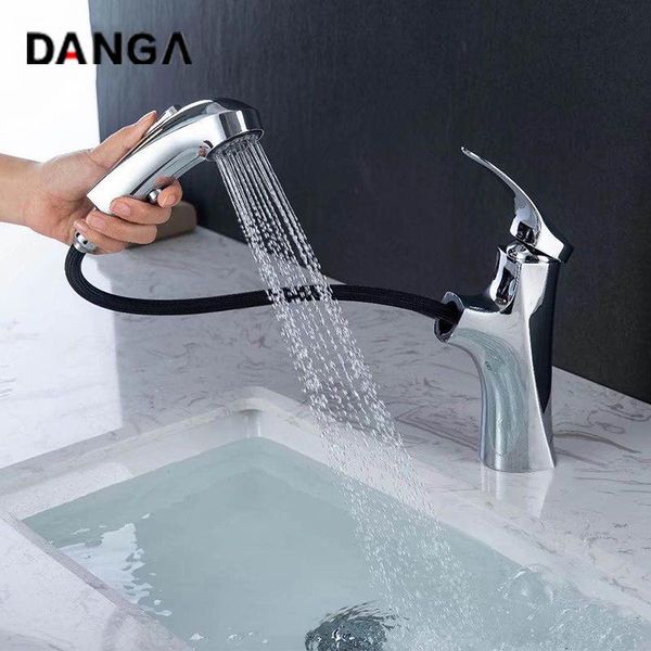

brass basin faucet bathroom sink tap kitchen pull-out mixer 360 degree rotation water single handle and cold faucets