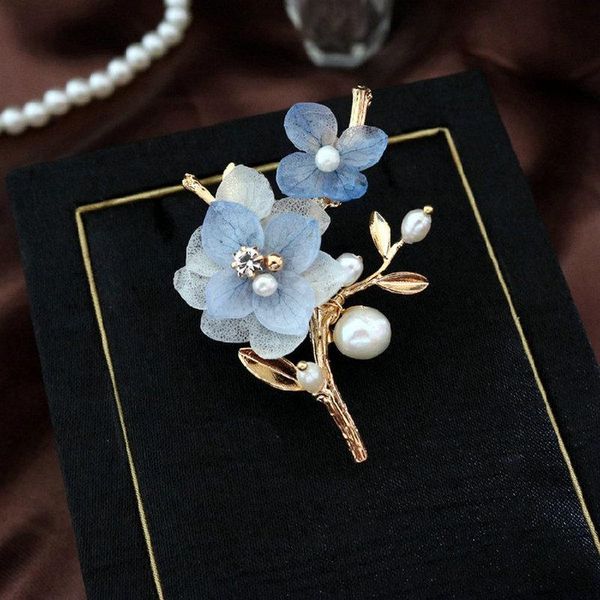 

pins, brooches sinzry unique handmade natural pearl preserved flower elegant pin creative fashion jewelry for female, Gray