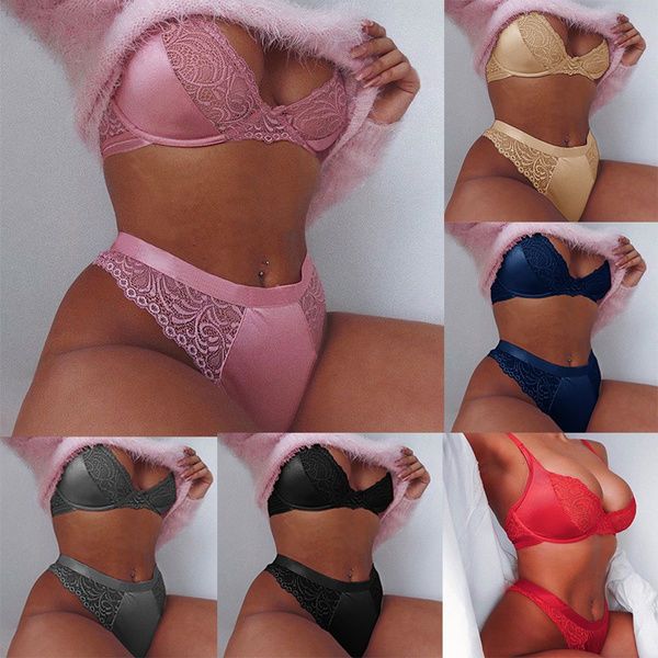 

women plus size fashion bras underwear anti emptied adjustable gathered bras sets lace bikini suits, Red;black