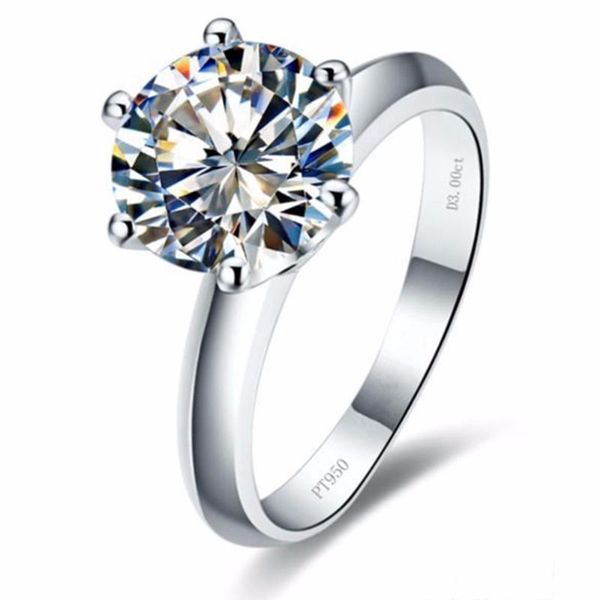 

test positive brand lab grown moissanite diamond carbon ring solitaire engagement solid white gold 14k cluster rings, Golden;silver
