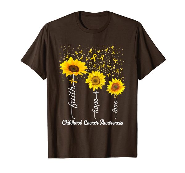 

faith hope love sunflower childhood cancer awareness gift t-shirt, White;black