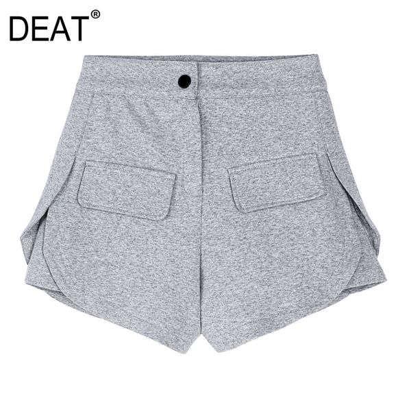 

[deat] summer new fashion tide high waist solid color split fork a-line loose casual women wide leg shorts 13q081 210430, White;black