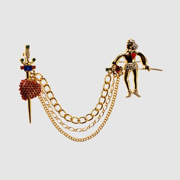 

amorita boutique heart knight brooches for women, Gray