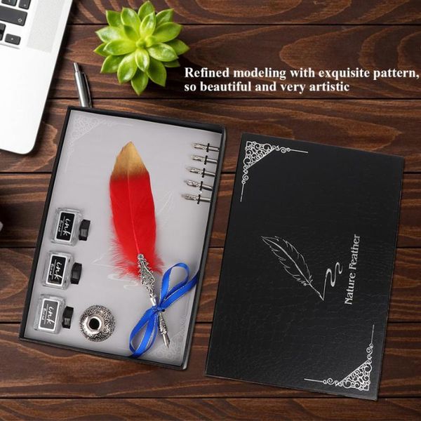 

vintage european fountain pen sign feather quill dip set stationery gift school supplies pens