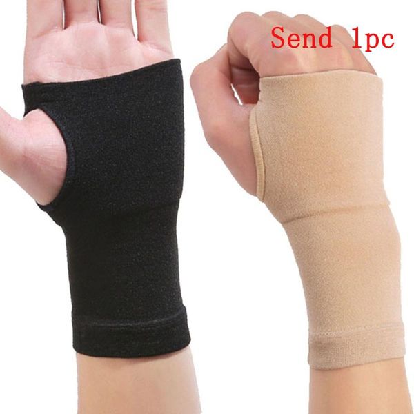 

nylon hand wrist palm tunnel support gloves gym arthritis sprain strain brace compression sleeve, Black;red