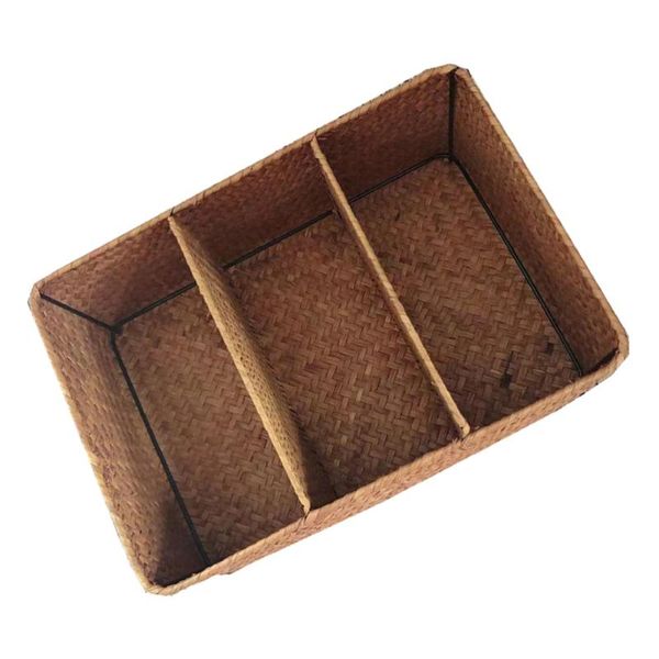 

storage baskets seaweed woven deskbox 3-compartment basket debris (yellow)
