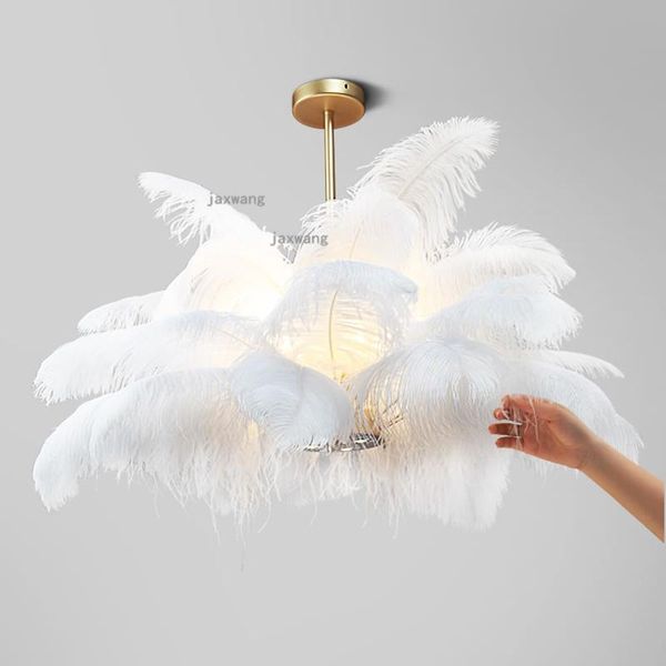 

chandeliers modern led feather bedroom nordic decor hanging ceiling lamps luster chandelier lighting restaurant light fixtures