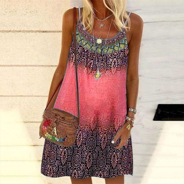 

bohemian clothing plus size graphic womens dresses print daily casual sleeveless vintage o neck mini summer robe, Black;gray