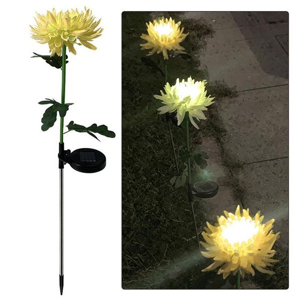 

2pcs led solar light artificial chrysanthemum simulation flower outdoor waterproof garden lawn lamp yard art for home party gift favor