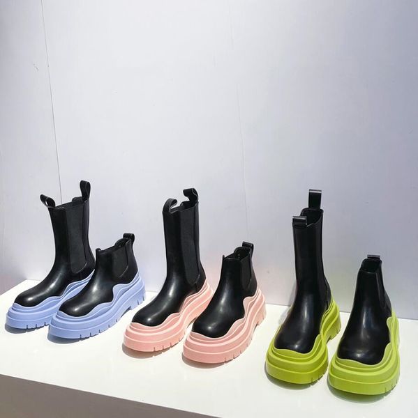 

fashion women bottega boots martin high leather real shoes ankle boot luxury rubber outsole elastic webbing crystal outdoor designer platfor, Black