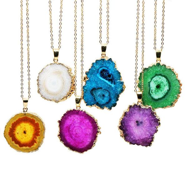 

chains irregular sunflower crystal necklace natural stone pendant necklaces for women reiki healing jewelry purple rose red, Silver