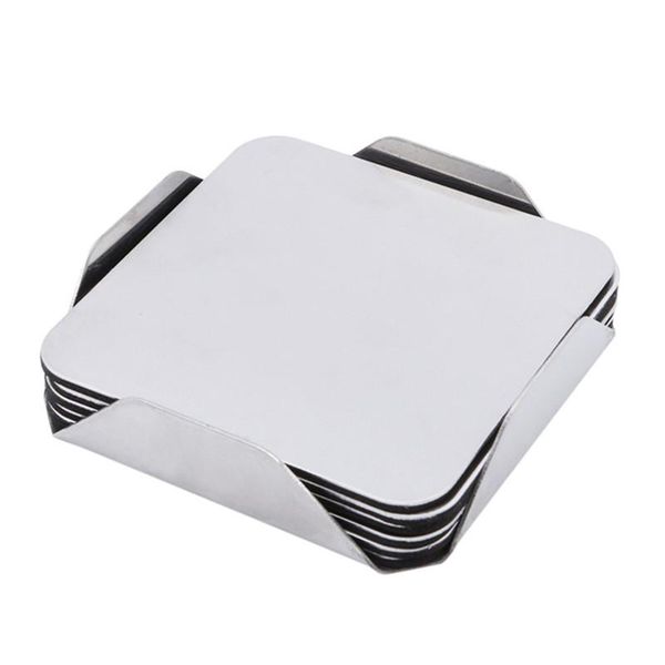 

table runner 6pcs/set stainless steel cup mats pads round square kitchen tools non-slip pad with holder metal insulation