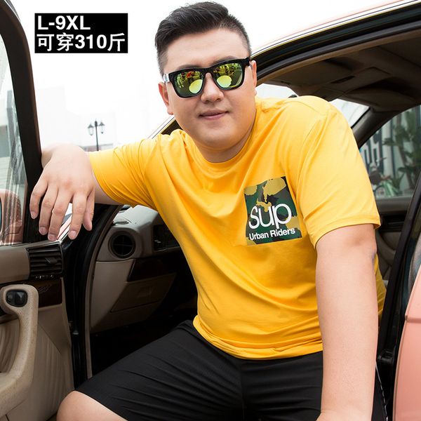 

m-9xl short t-shirt plus men's large fat half sleeve trendy man, White;black