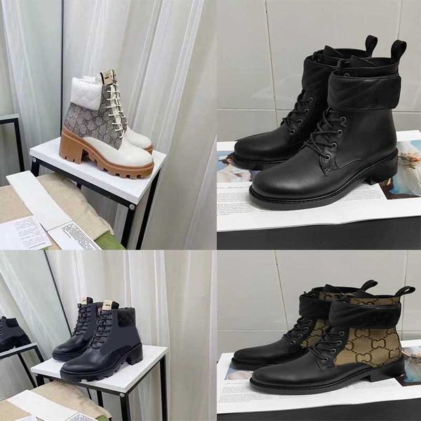

designer women ankle boot double g boots womens shoes brandleather quilted lace-up zipper putting on taking off winter shoe size35-42, Black
