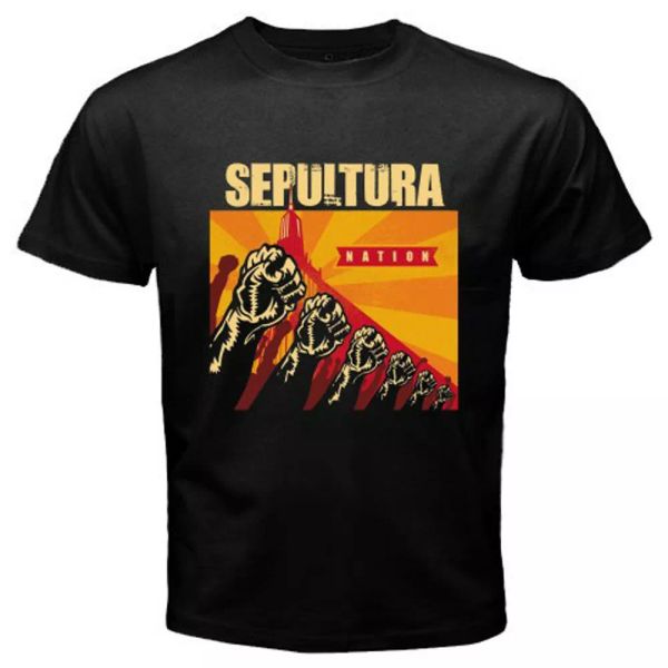 

new sepultura nation logo men's black t-shirt size s-3xl, White;black