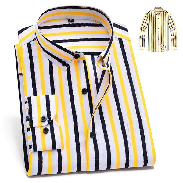 

men color stripes long-sleeved shirt teenager multi-color vertical striped business casual button-down no ironing men's shirts, White;black